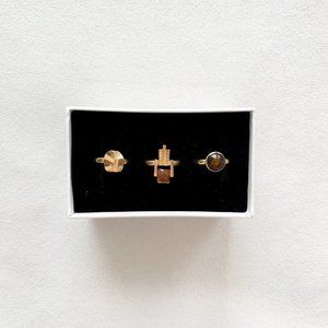 Art Deco Brown Stone Ring Set